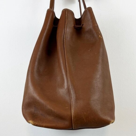 Coach Vintage 90s USA Brown Leather Drawstring Buckle Large Bucket Shoulder Bag - Picture 4 of 16